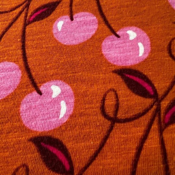 Maeve By Anthropologie Orange and Pink Cherry Print Long Sleeve Top Size Small - Picture 9 of 9